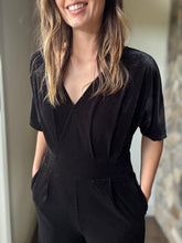 Load image into Gallery viewer, black velvet jumpsuit