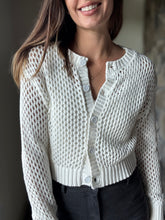 Load image into Gallery viewer, cream crochet button cardigan