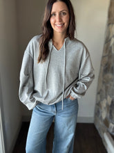 Load image into Gallery viewer, grey soft cloud drawstring sweatshirt | S-3XL