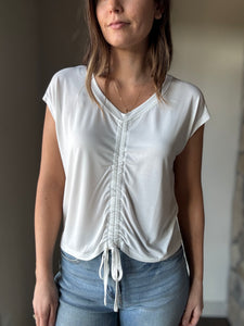 off white front ruche modal top
