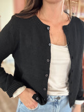 Load image into Gallery viewer, black classic button down cardigan