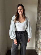 Load image into Gallery viewer, heather grey french terry bolero sweatshirt
