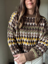 Load image into Gallery viewer, brown, cream + mustard textured sweater