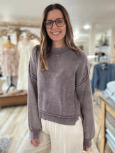 Load image into Gallery viewer, plum mineral washed mock sweater
