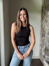 Load image into Gallery viewer, black soft boat neck tank top