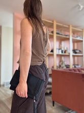 Load image into Gallery viewer, black soft leather foldover whipstitch clutch + crossbody