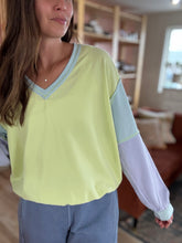 Load image into Gallery viewer, lime zest colorblock relaxed tee