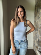 Load image into Gallery viewer, dusty blue soft boat neck tank top