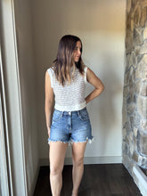 Load image into Gallery viewer, risen high rise side slit fray denim shorts