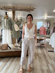 ivory ribbed button tank