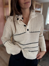 Load image into Gallery viewer, cozy cream + black stripe sweater
