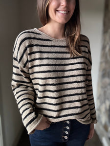 taupe + black stripe sweater