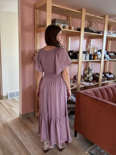 Load image into Gallery viewer, plum noir satin midi dress