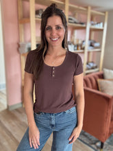 Load image into Gallery viewer, evanore chestnut henley top