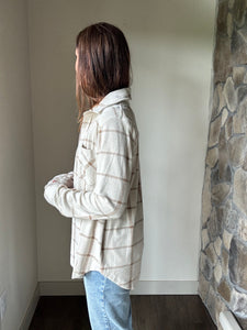 ultra soft cream plaid button down flannel
