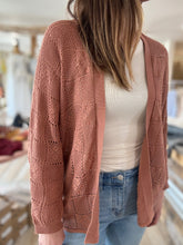 Load image into Gallery viewer, terracotta open knit cardigan