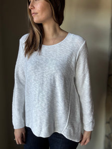 white classic cotton scoop sweater