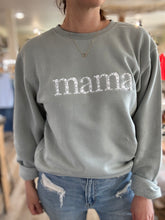 Load image into Gallery viewer, mama floral embroidered sage sweatshirt