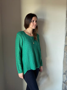 green classic cotton scoop sweater