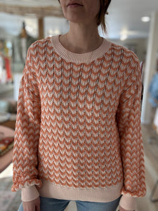 coral textured chevron sweater