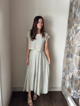 Load image into Gallery viewer, sage stripe midi skirt