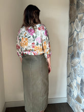 Load image into Gallery viewer, olive denim slit front long skirt