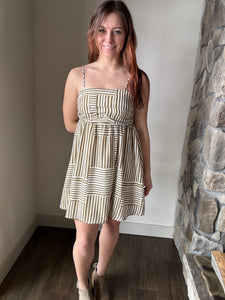 kiele olive +ivory woven striped dress