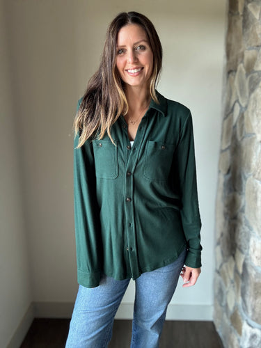 ultra soft hunter green button down flannel