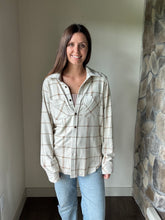 Load image into Gallery viewer, ultra soft cream plaid button down flannel