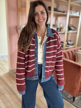 Load image into Gallery viewer, layered red stripe cardigan