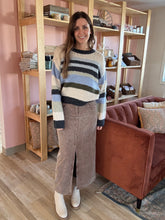 Load image into Gallery viewer, coffee corduroy midi skirt