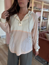 Load image into Gallery viewer, ivory + blush floral stripe hoodie