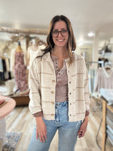 Load image into Gallery viewer, oatmeal + tan stripe button cardigan