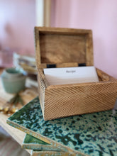 Load image into Gallery viewer, heirloom hand-carved mango wood recipe box