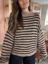 Load image into Gallery viewer, khaki + black stripe mock sweater