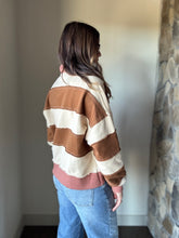 Load image into Gallery viewer, mauve + golden brown striped pullover