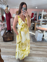 Load image into Gallery viewer, watercolor floral yellow maxi dress