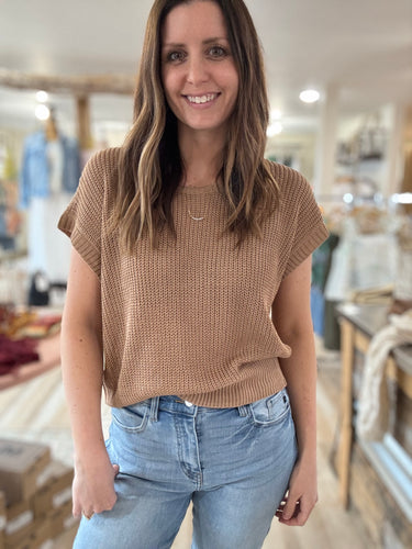 coffee short sleeve lightweight sweater