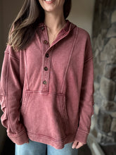 Load image into Gallery viewer, washed burgundy tunic sweatshirt