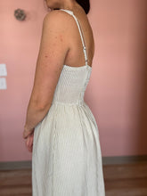 Load image into Gallery viewer, sage stripe corset midi dress