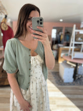 Load image into Gallery viewer, cream, sage + yellow midi dress