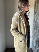 Load image into Gallery viewer, golden brown stitch detail hooded cardigan