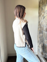 Load image into Gallery viewer, oatmeal mock neck with black trim
