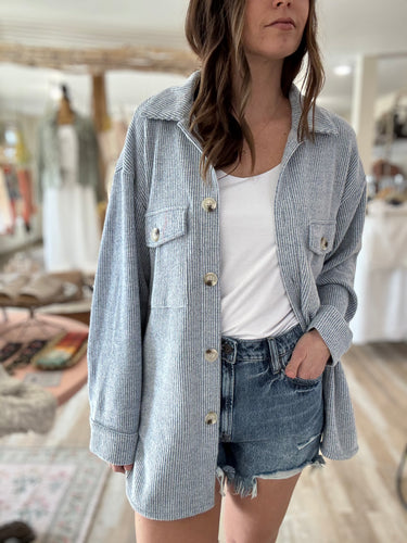 soft denim blue ribbed jacket