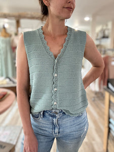 sage button knit vest