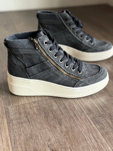 blowfish washed black wedge sneaker