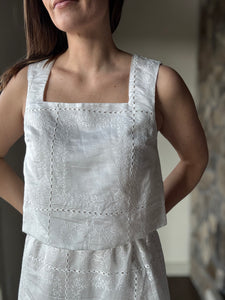 white eyelet cropped tank