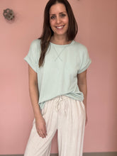 Load image into Gallery viewer, sage ribbed knit tee