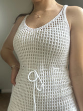 Load image into Gallery viewer, white crochet fringe dress+cover up