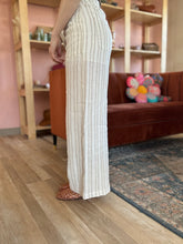 Load image into Gallery viewer, white+stone stripe linen beachy pant